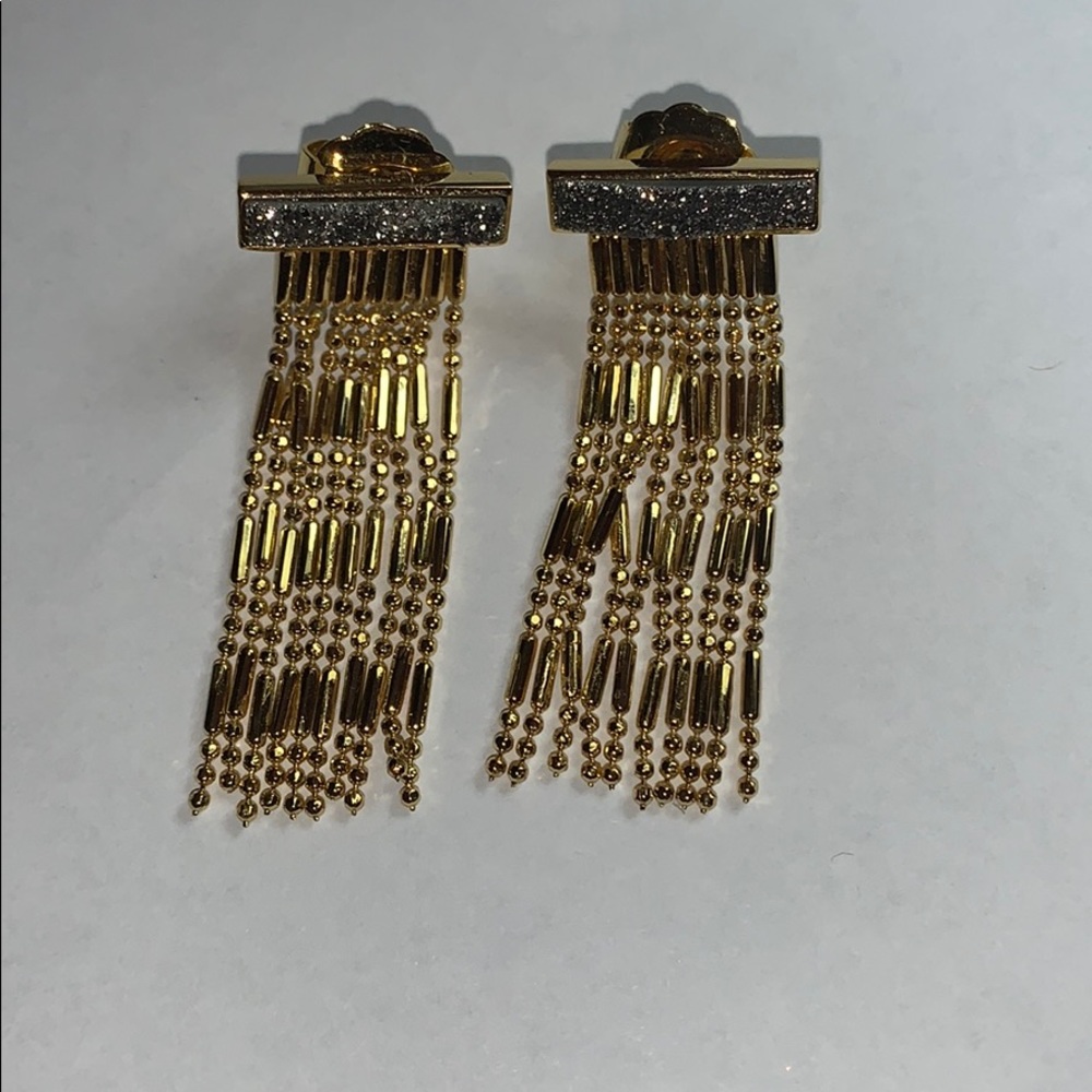 Sonya Renee Gold Drusy Bar Earrings
